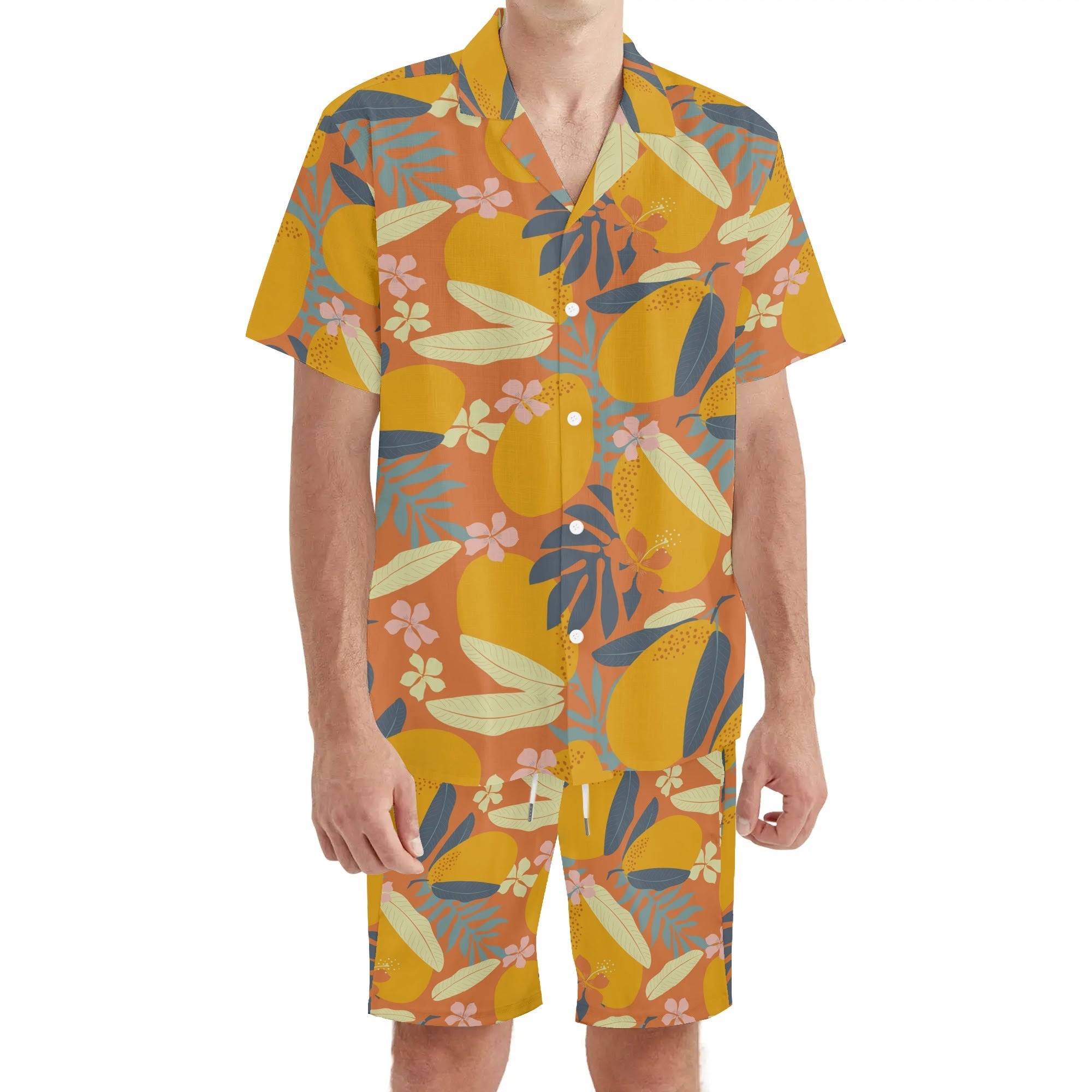 Men's Hawaiian Shirt and Shorts Set - Mystic Mango