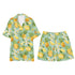 Men's Hawaiian Shirt and Shorts Set - Pineapples & Plumeria (Green)