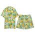 Men's Hawaiian Shirt and Shorts Set - Pineapples & Plumeria (Green)