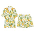 Men's Hawaiian Shirt and Shorts Set - Pineapples & Plumeria (White)