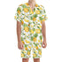 Men's Hawaiian Shirt and Shorts Set - Pineapples & Plumeria (White)