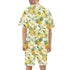 Men's Hawaiian Shirt and Shorts Set - Pineapples & Plumeria (White)