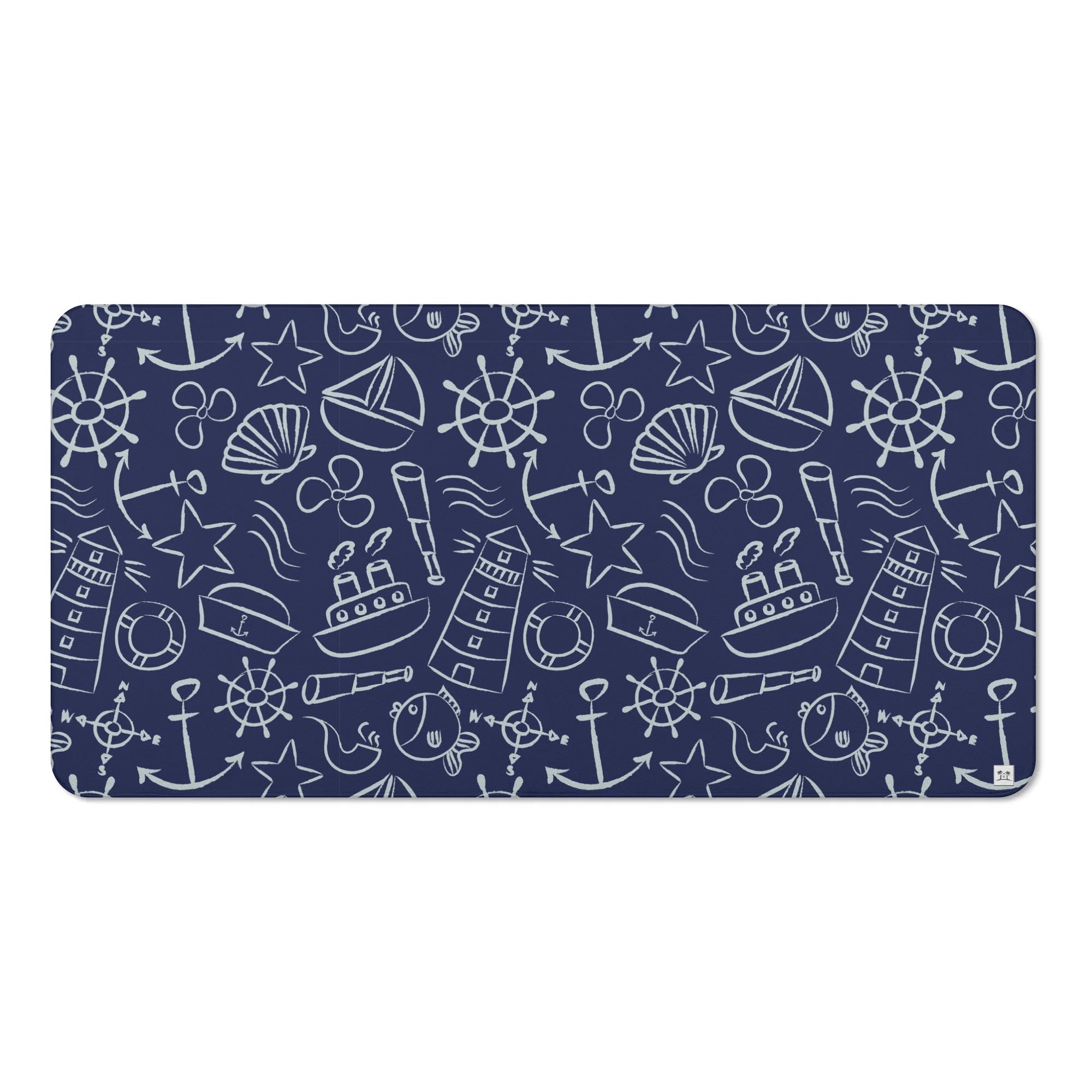 Bath Towel - Nautical Print in Navy