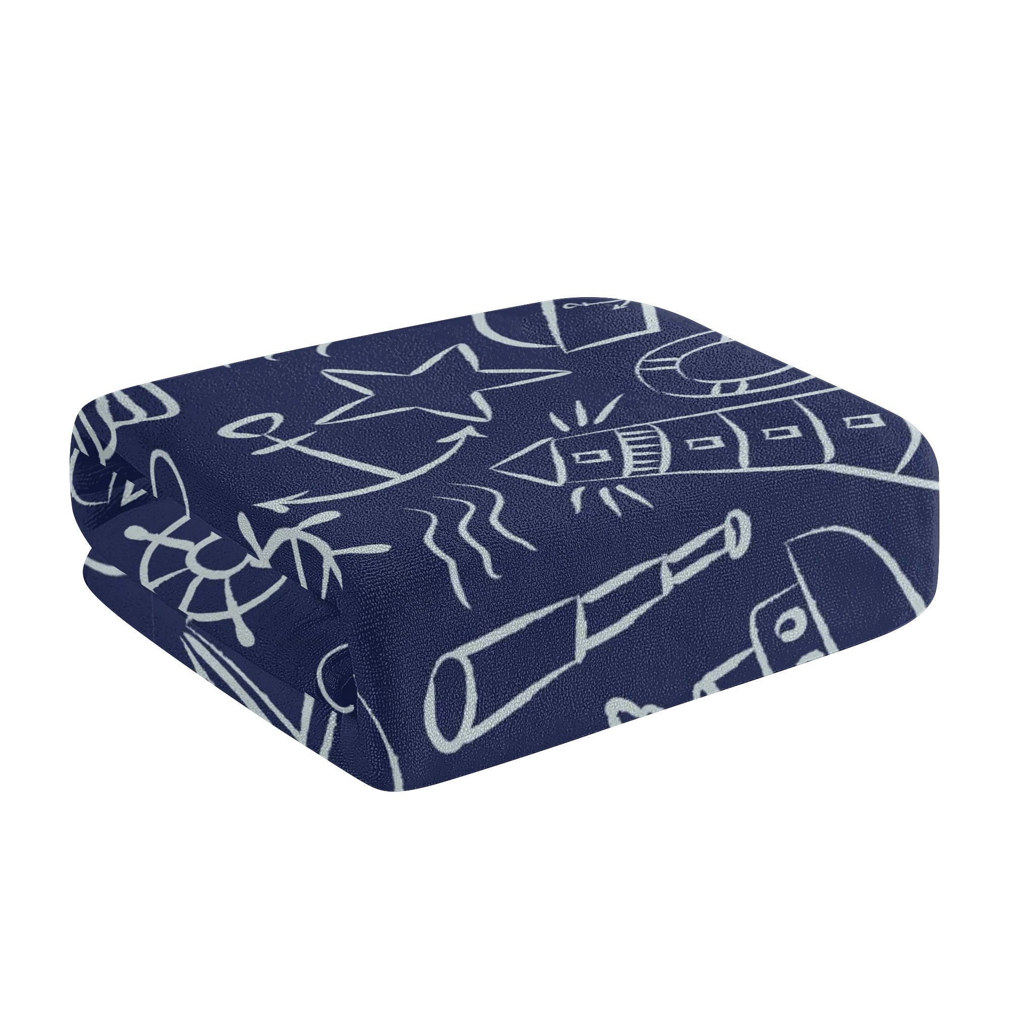 Bath Towel - Nautical Print in Navy