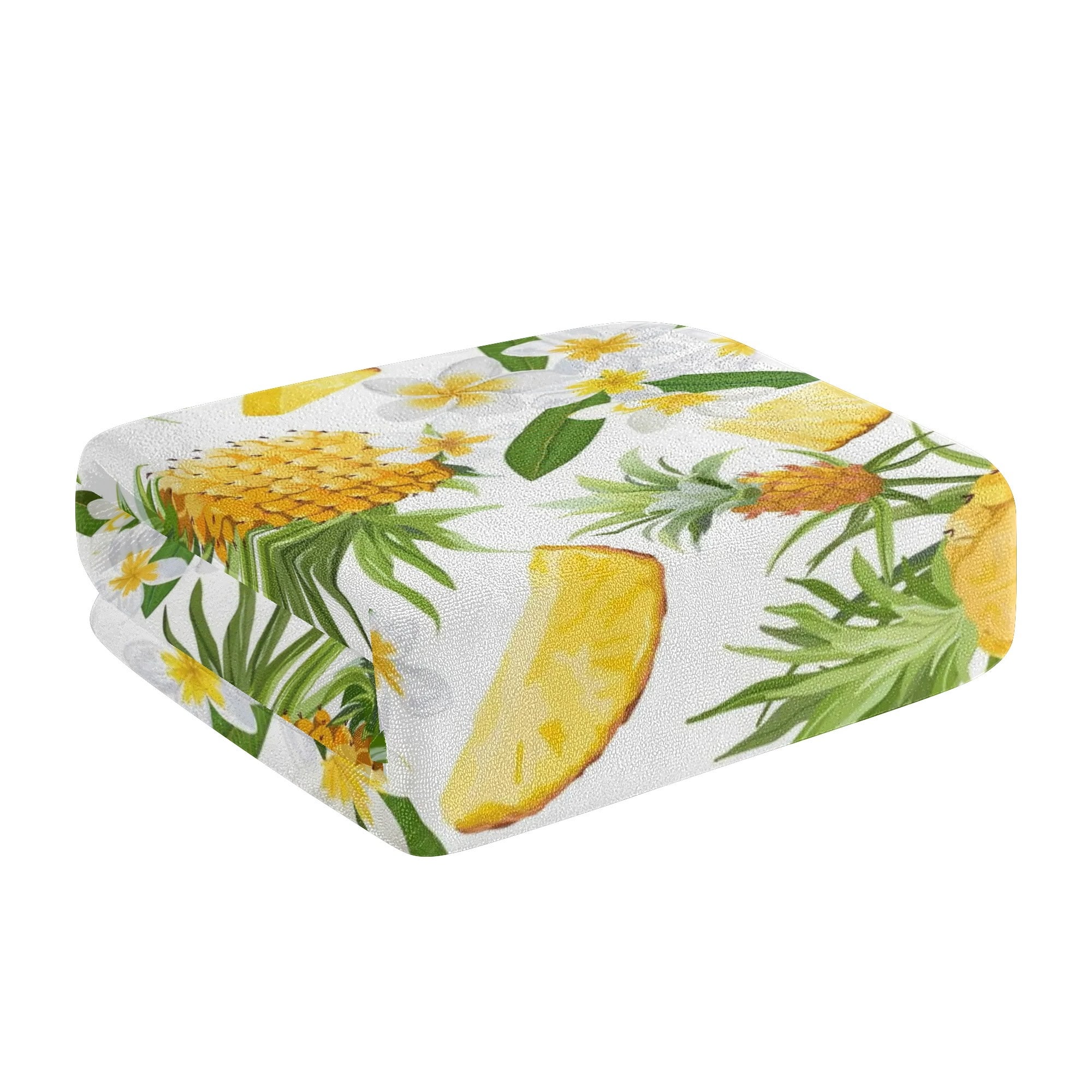 Bath Towel - Pineapples & Plumeria (White)