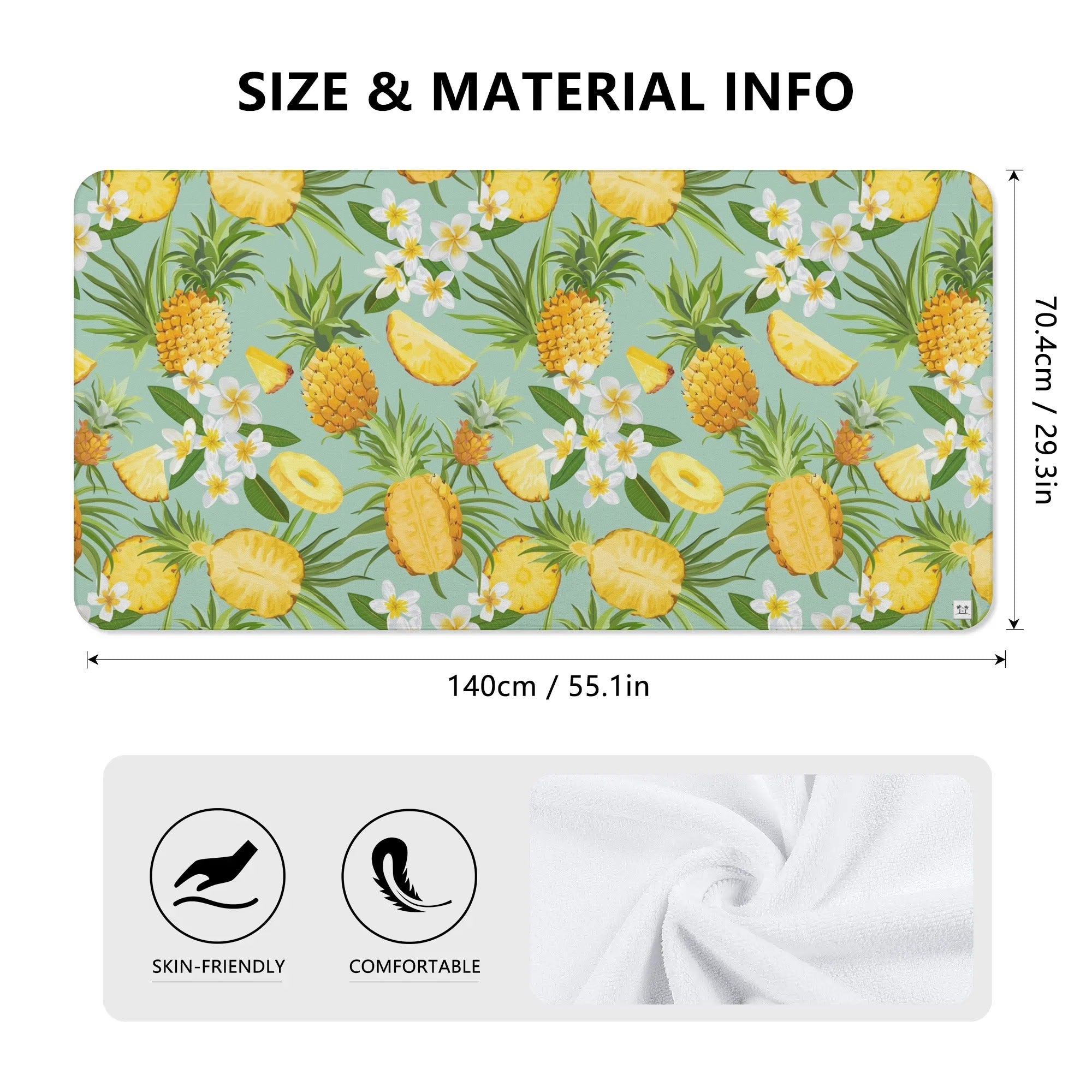 Bath Towel - Pineapples & Plumeria (Green)