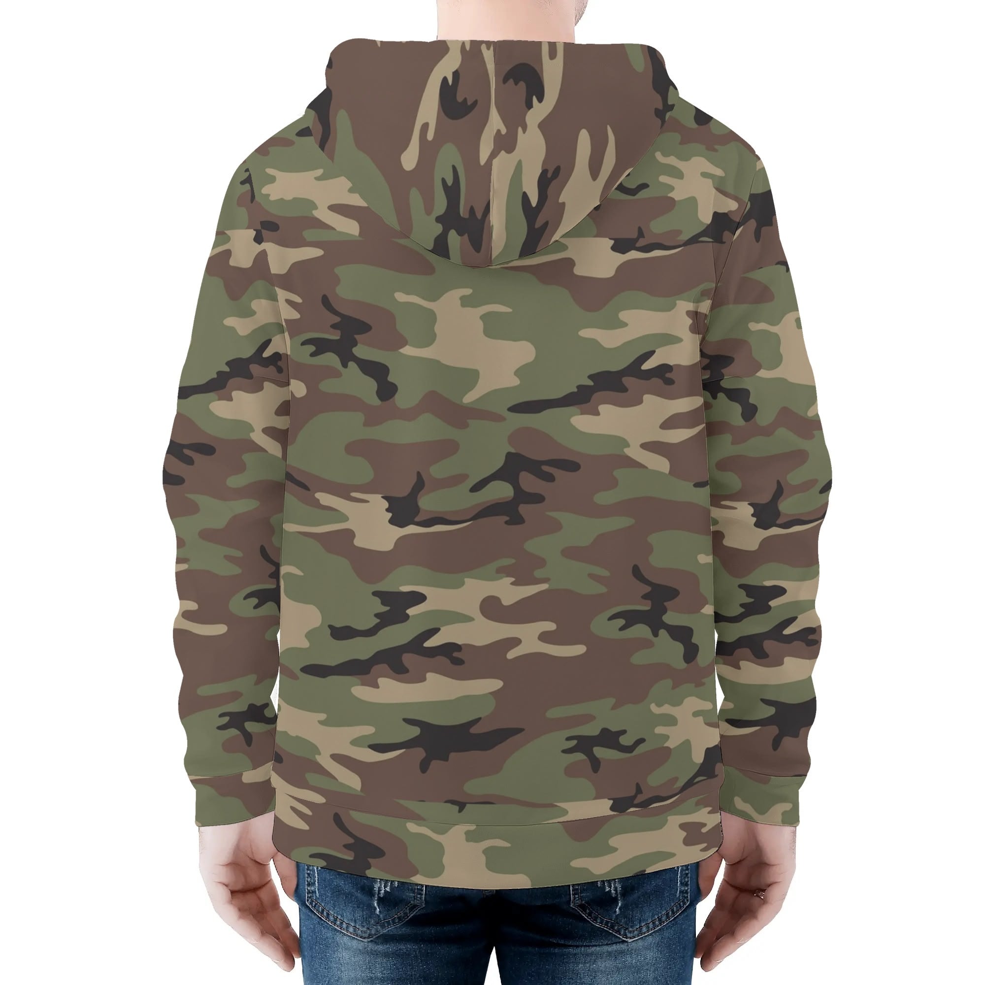 Men's Allover Print Zip-Up Hoodie - Camo