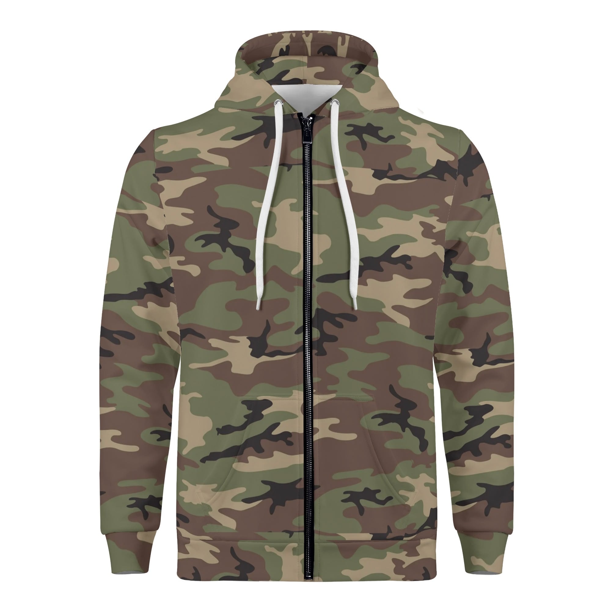 Men's Allover Print Zip-Up Hoodie - Camo