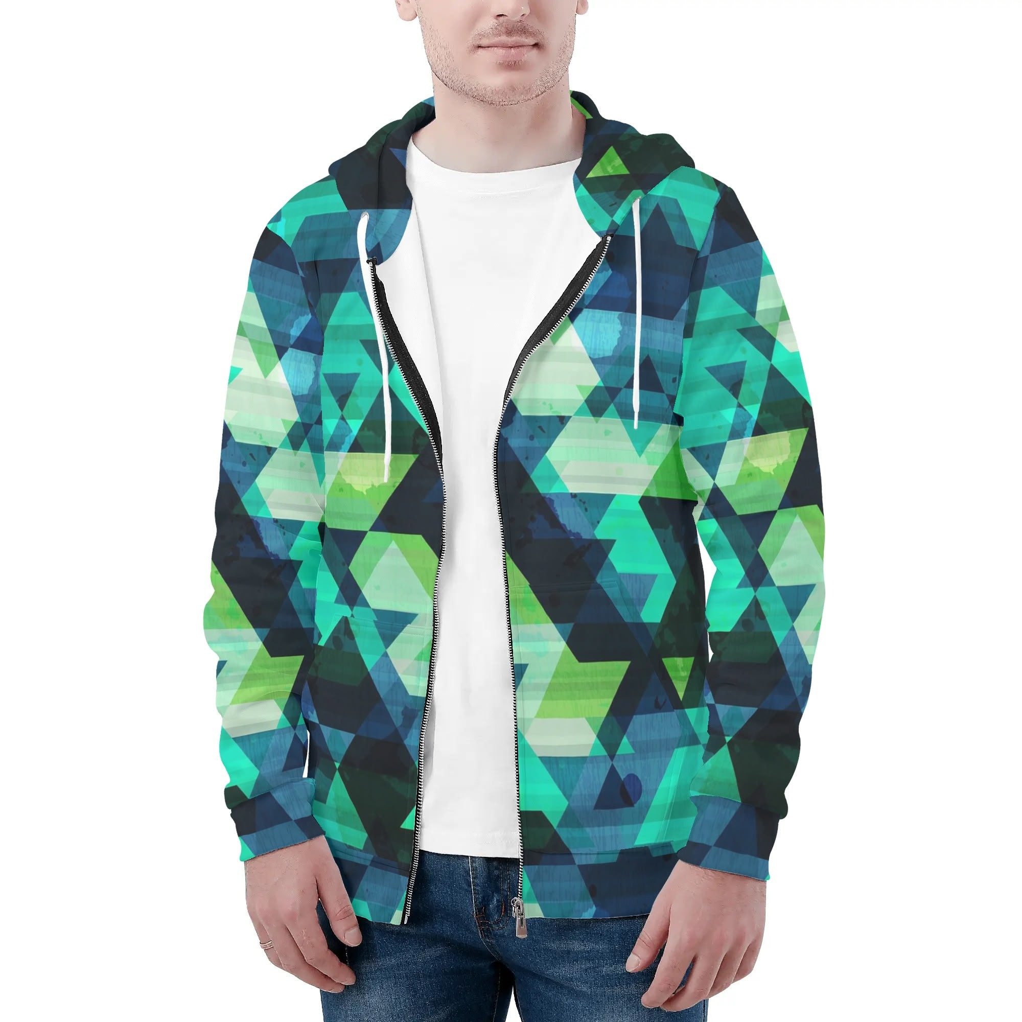 Men's Allover Print Zip-Up Hoodie - Netrunner