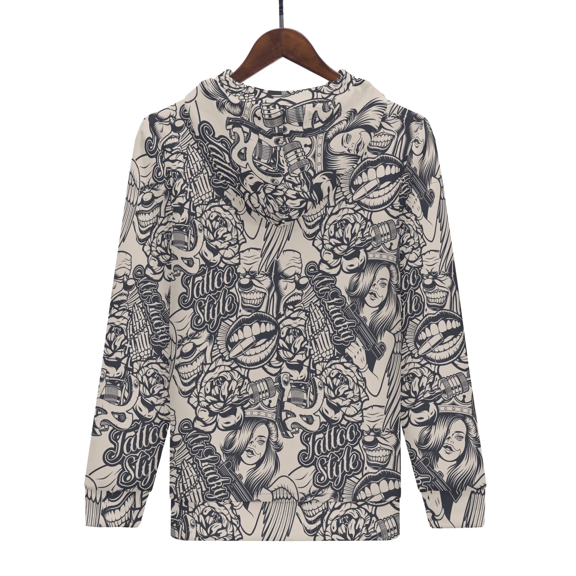 Men's Allover Print Zip-Up Hoodie - Tattoo