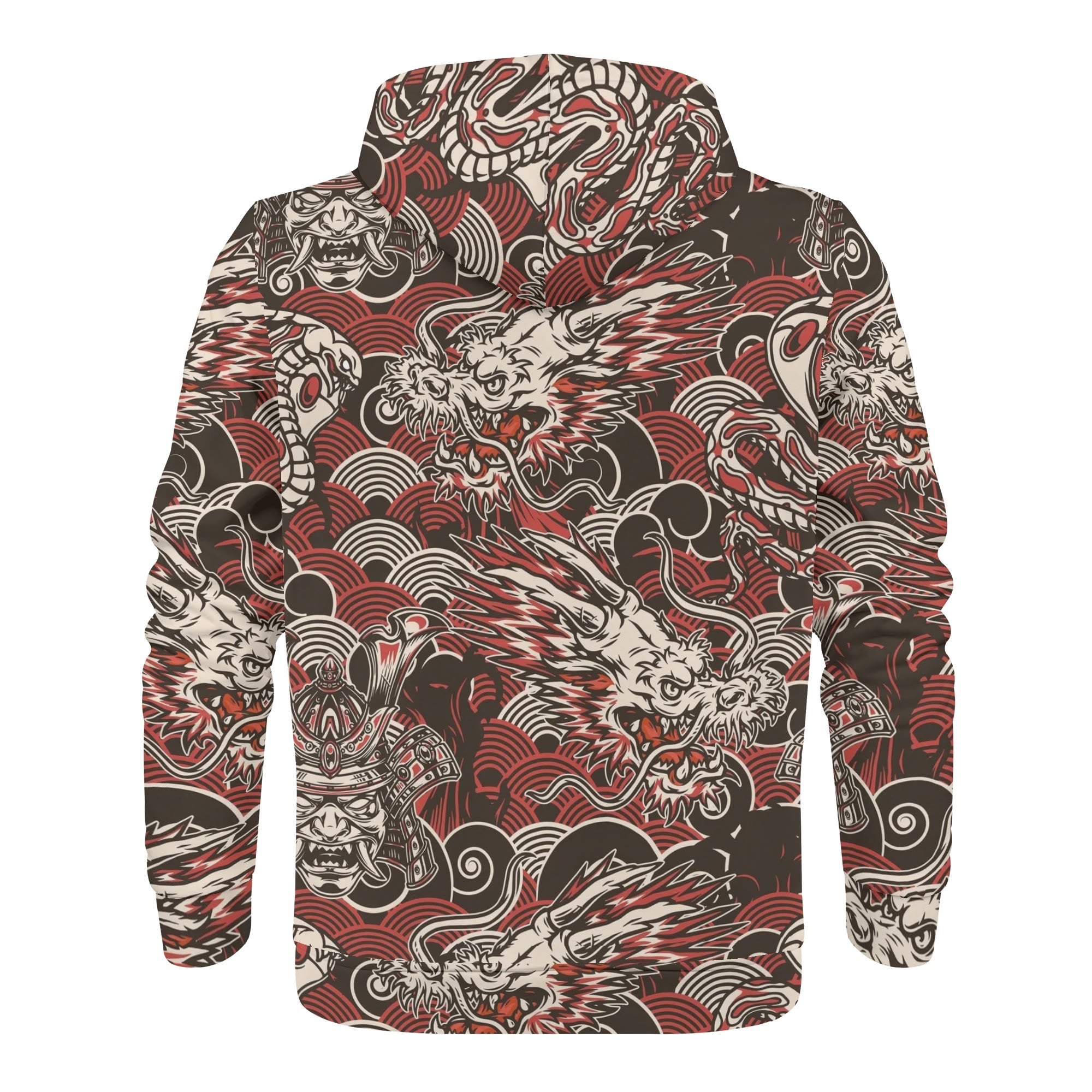 Men's Allover Print Zip-Up Hoodie - Dragon