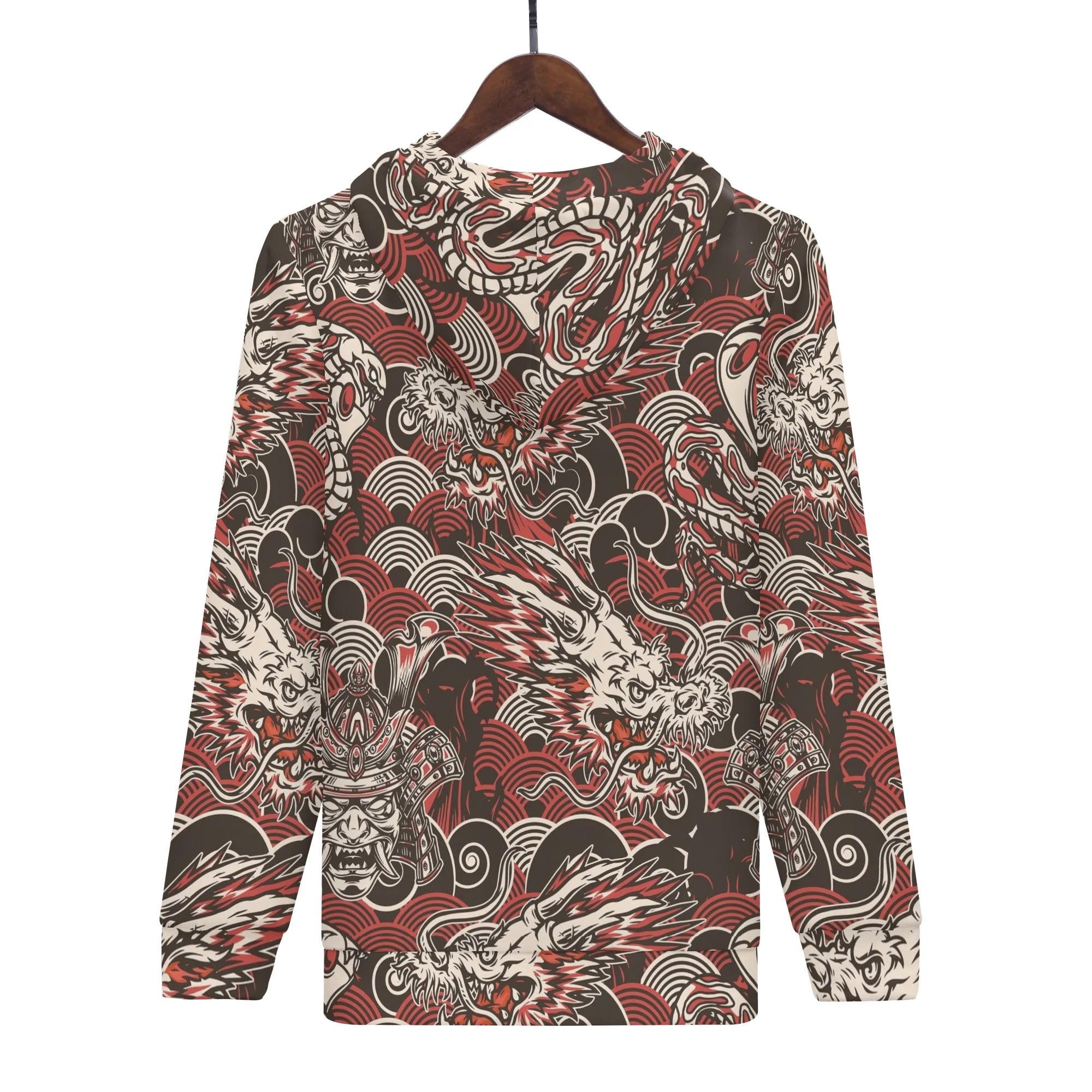 Men's Allover Print Zip-Up Hoodie - Dragon