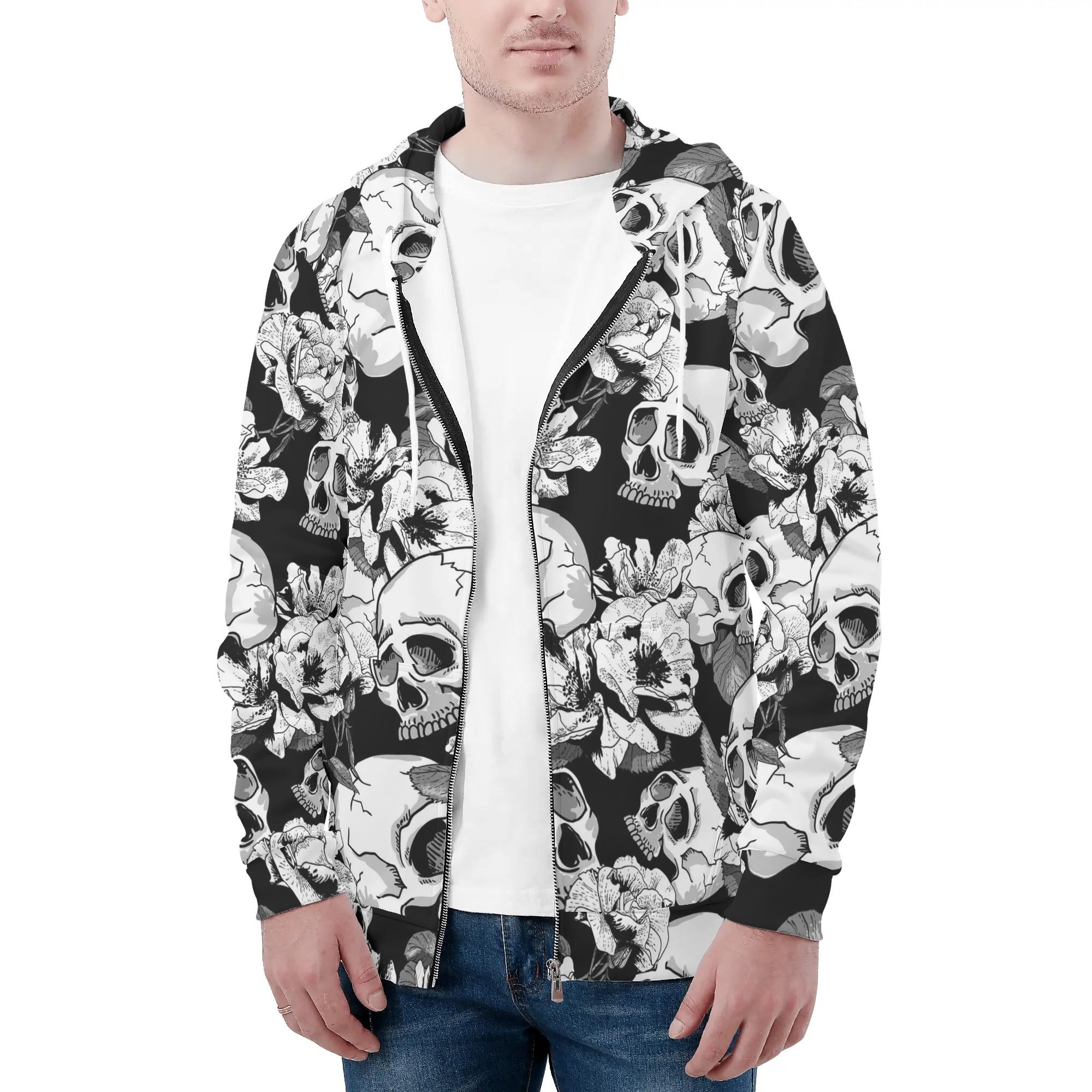 Men's Allover Print Zip-Up Hoodie - Mortus