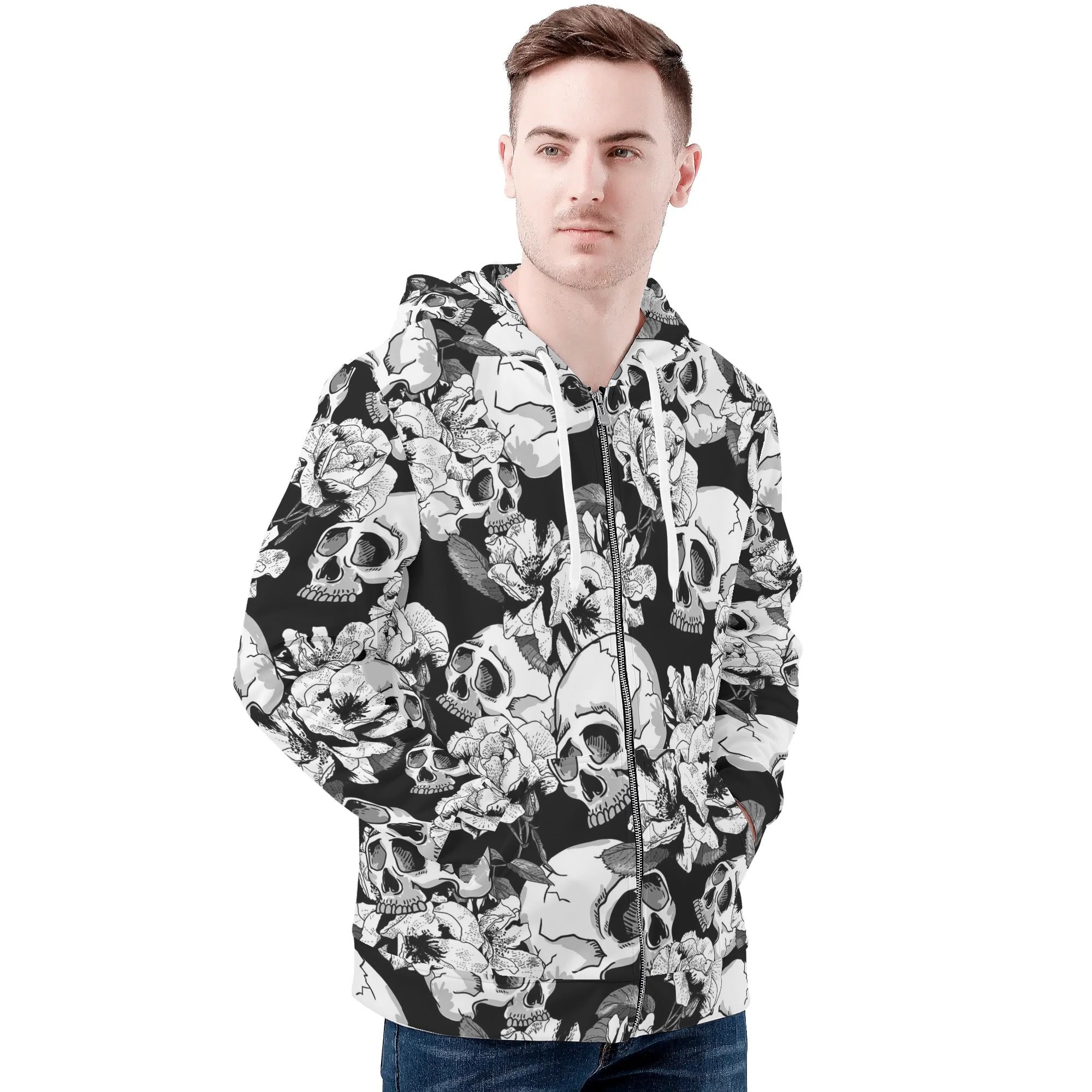 Men's Allover Print Zip-Up Hoodie - Mortus