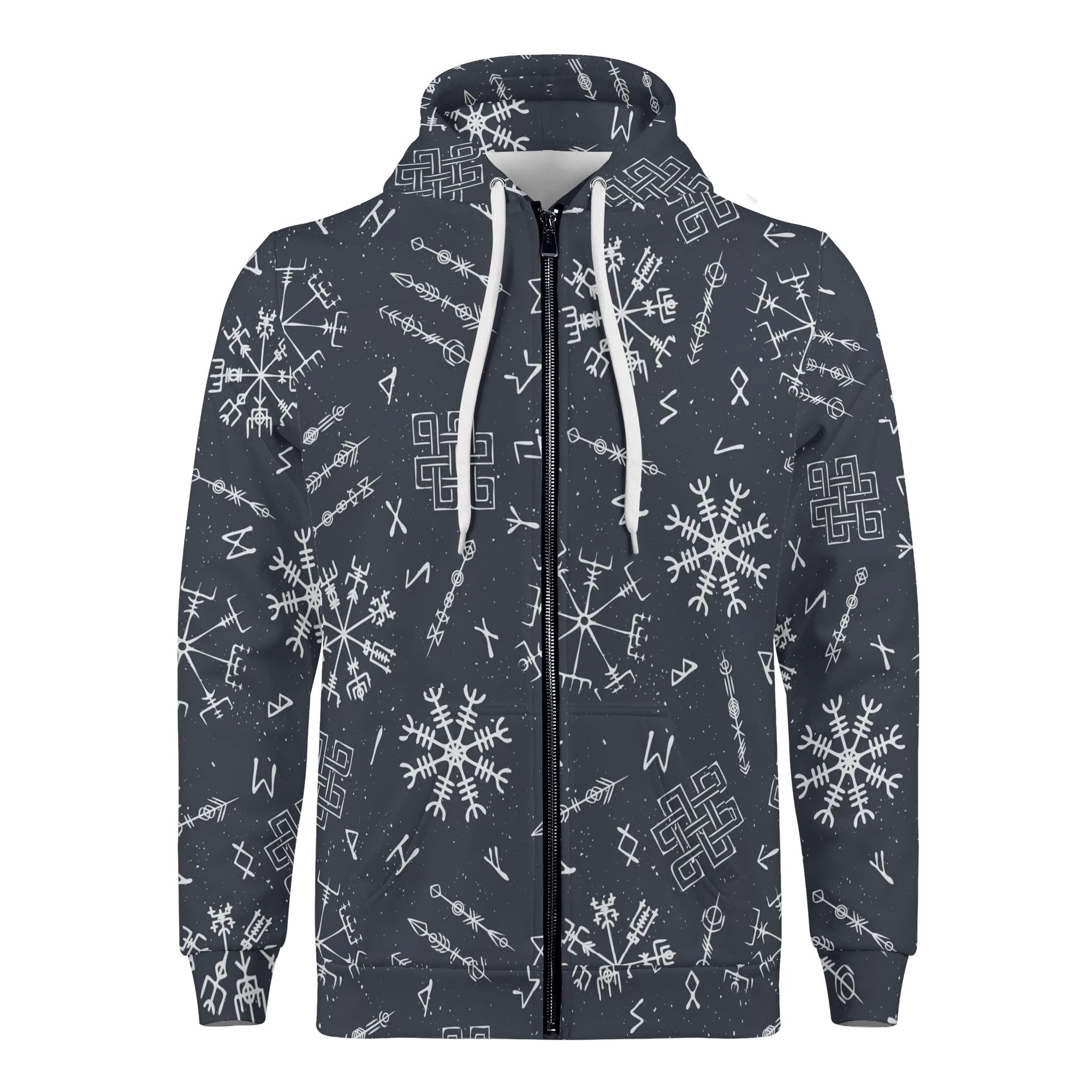 Men's Allover Print Zip-Up Hoodie - Vikingskagr