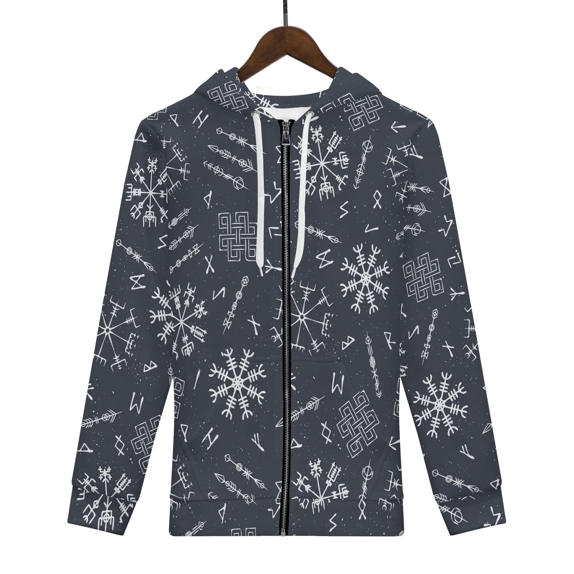 Men's Allover Print Zip-Up Hoodie - Vikingskagr