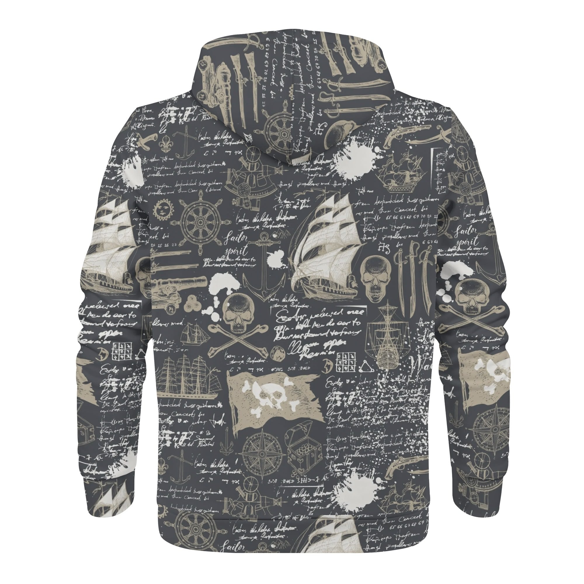 Men's Allover Print Zip-Up Hoodie - Blackbeard's Ghost