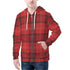 Men's Allover Print Zip-Up Hoodie - Red Plaid