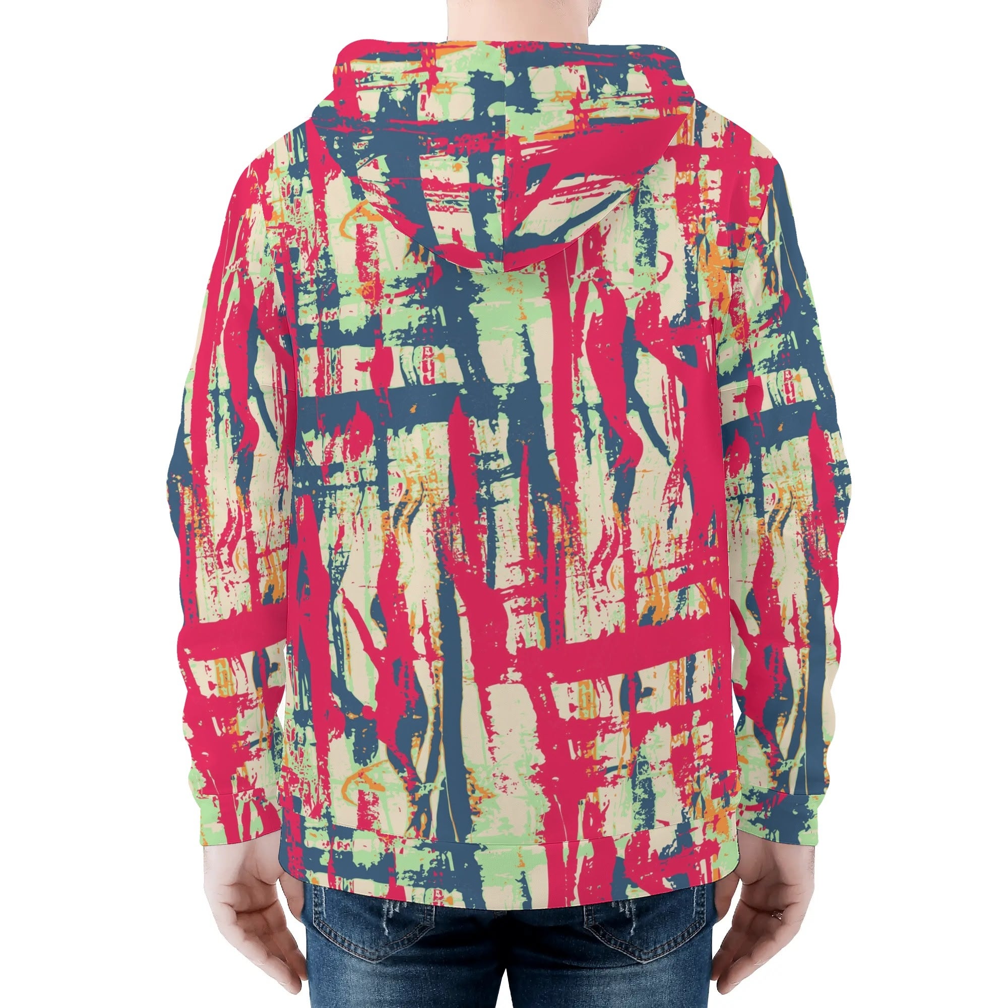 Men's Allover Print Zip-Up Hoodie - Urban Art