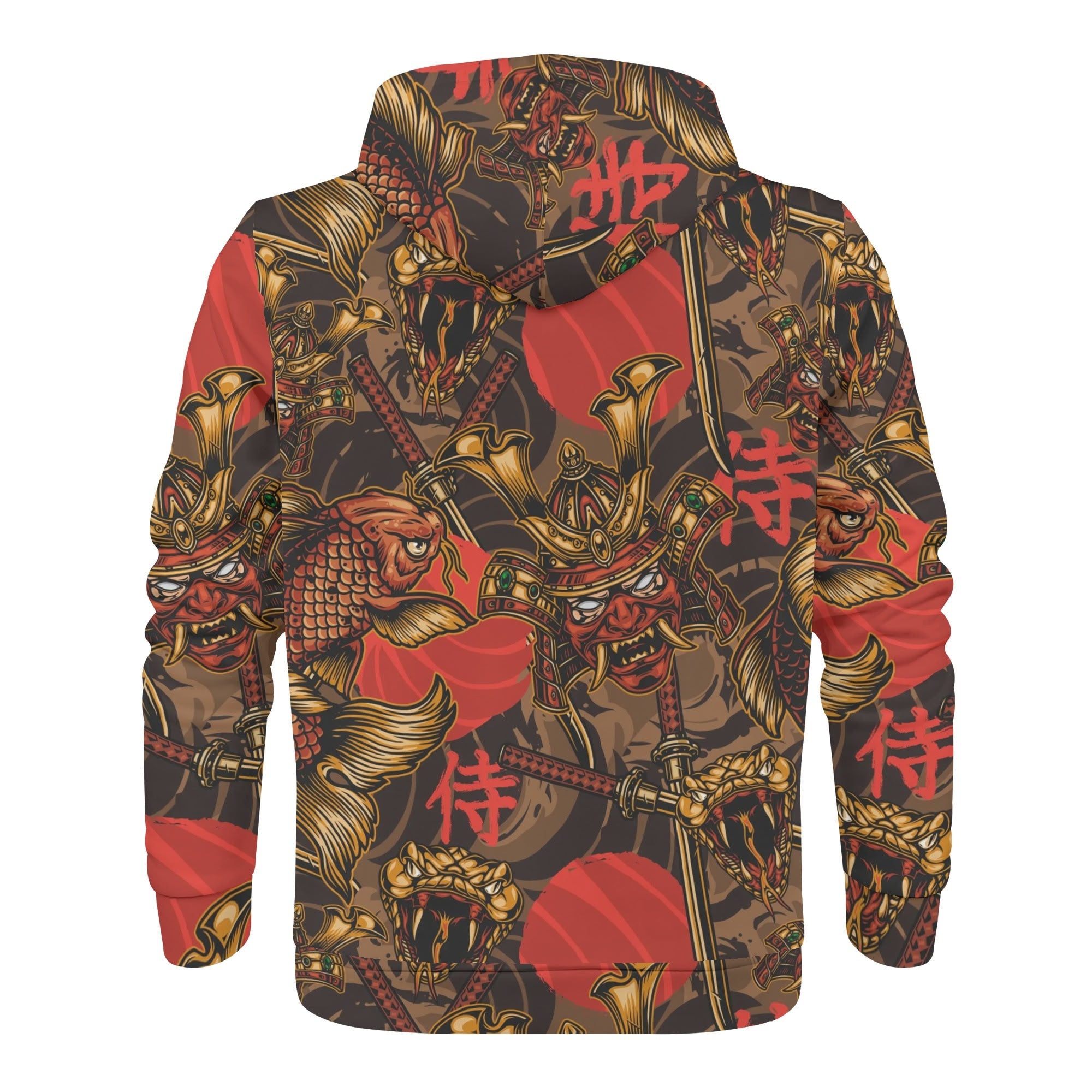 Men's Allover Print Zip-Up Hoodie - Crimson Sky