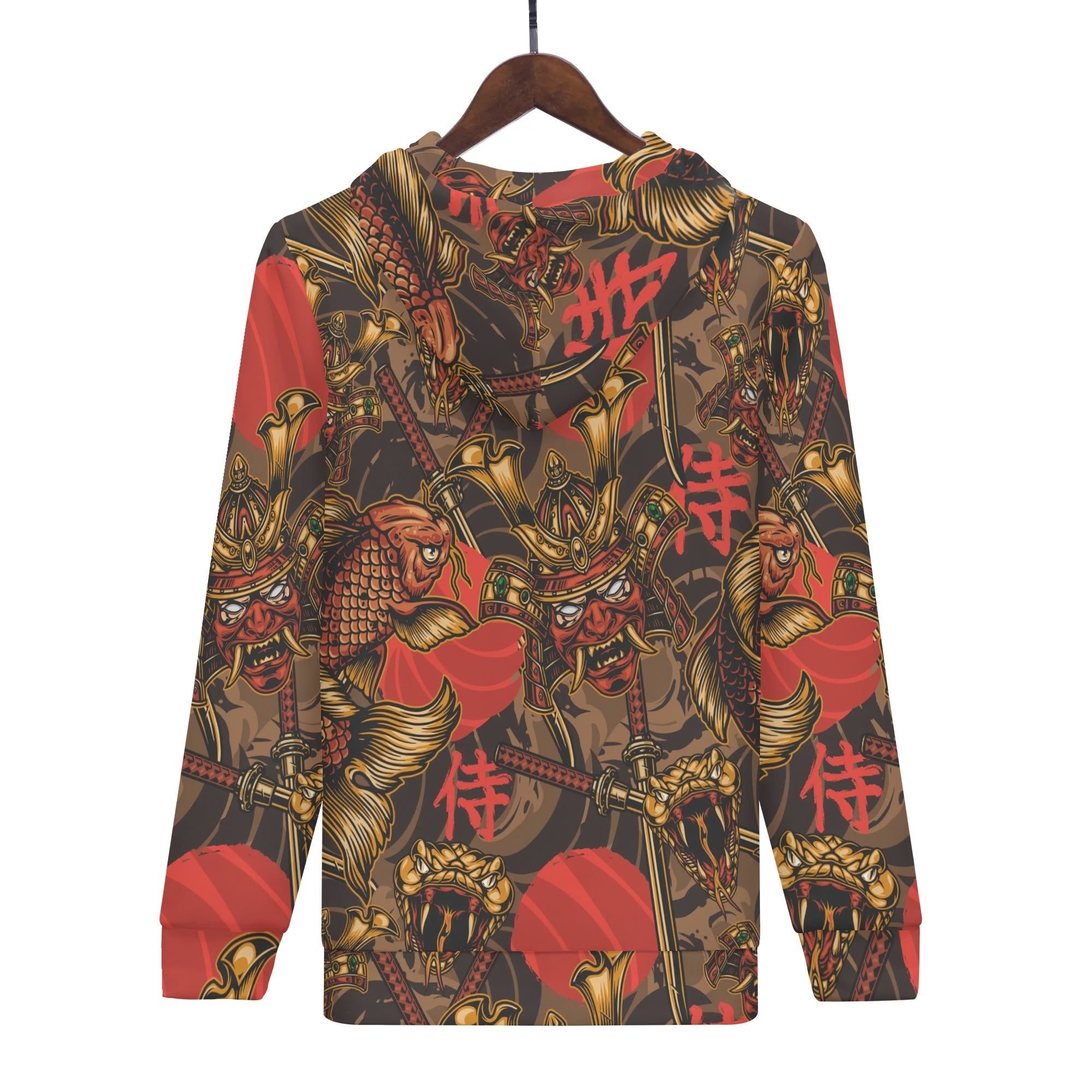 Men's Allover Print Zip-Up Hoodie - Crimson Sky