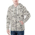 Men's Allover Print Zip-Up Hoodie - Vintage Newsprint