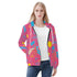 Women's Allover Print Zip-Up Hoodie - 1984 Pink