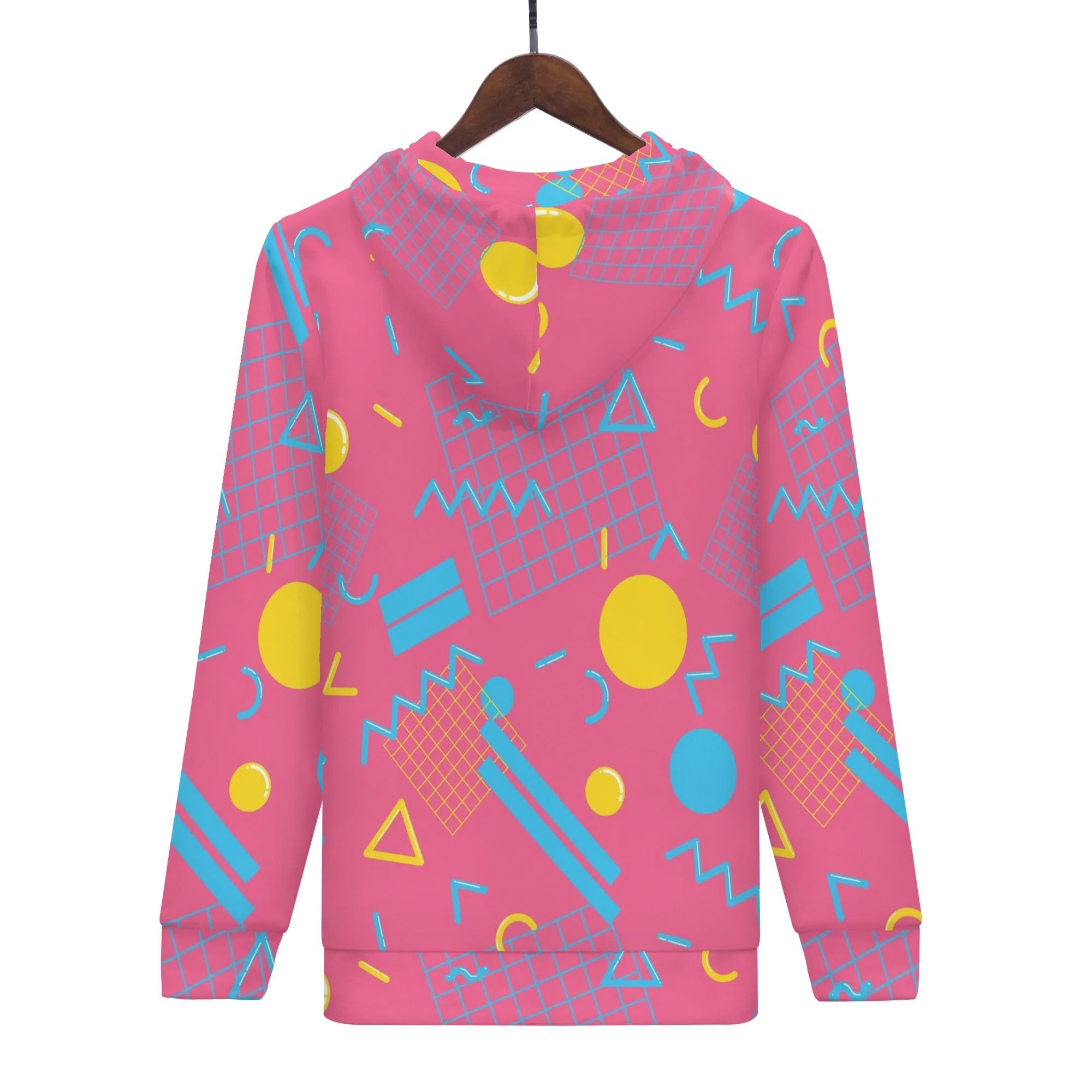 Women's Allover Print Zip-Up Hoodie - 1984 Pink