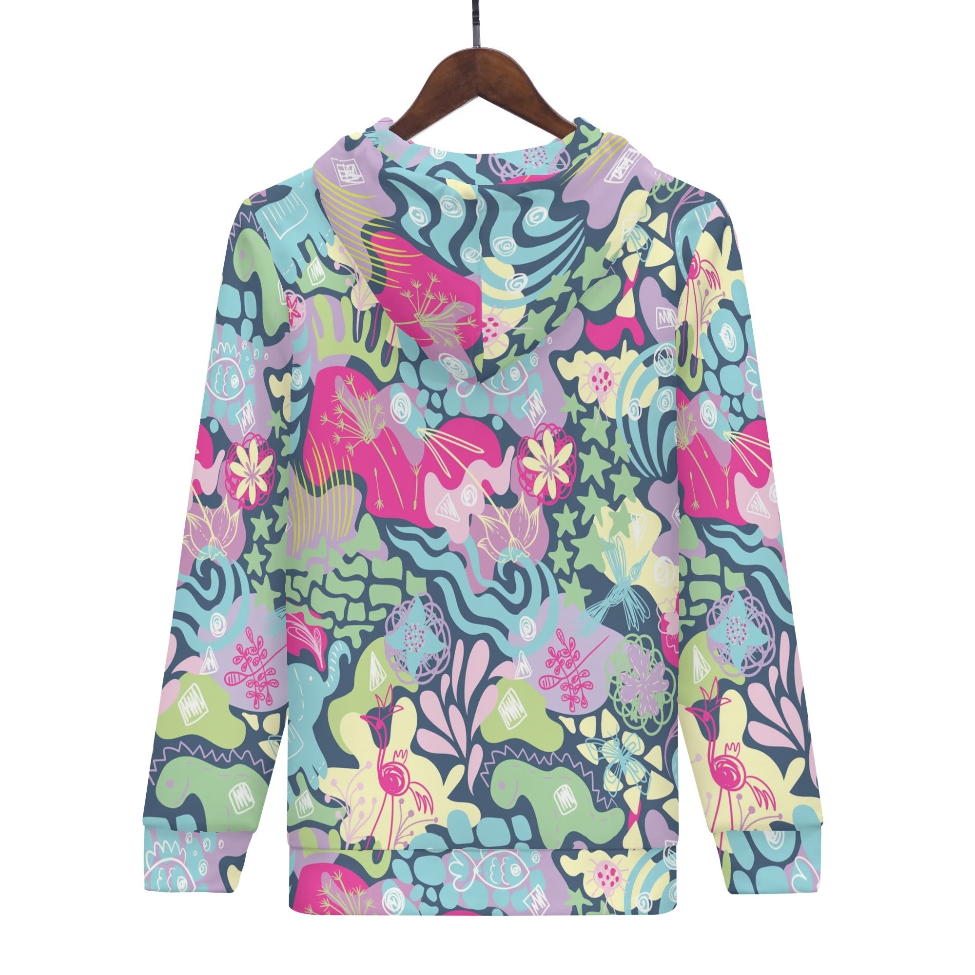 Women's Allover Print Zip-Up Hoodie - Doodle Me This