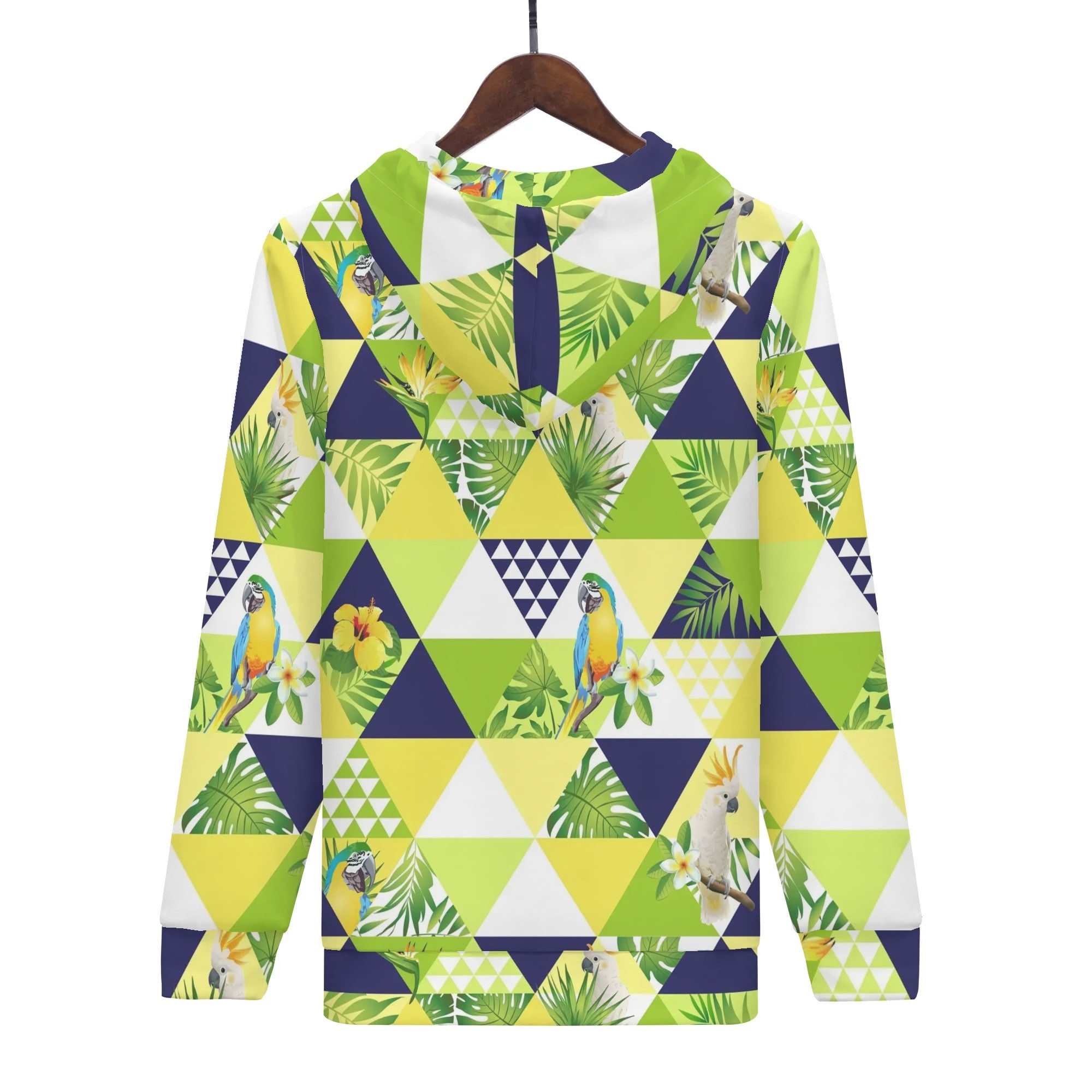 Women's Allover Print Zip-Up Hoodie - Tropical Triangles