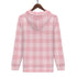 Women's Allover Print Zip-Up Hoodie - Pink Plaid