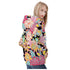 Women's Allover Print Zip-Up Hoodie - Flower Power