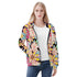 Women's Allover Print Zip-Up Hoodie - Flower Power