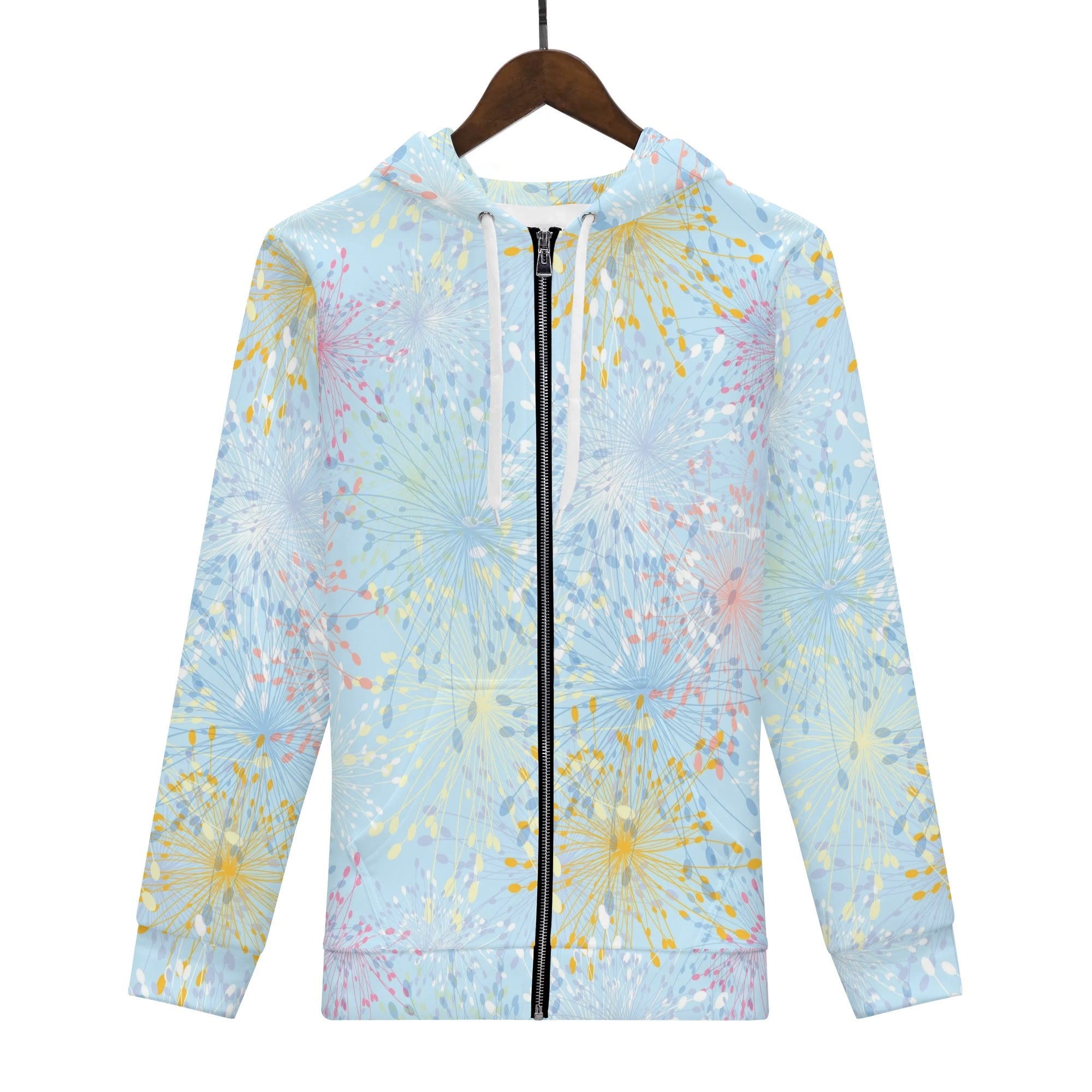 Women's Allover Print Zip-Up Hoodie - Dandelion