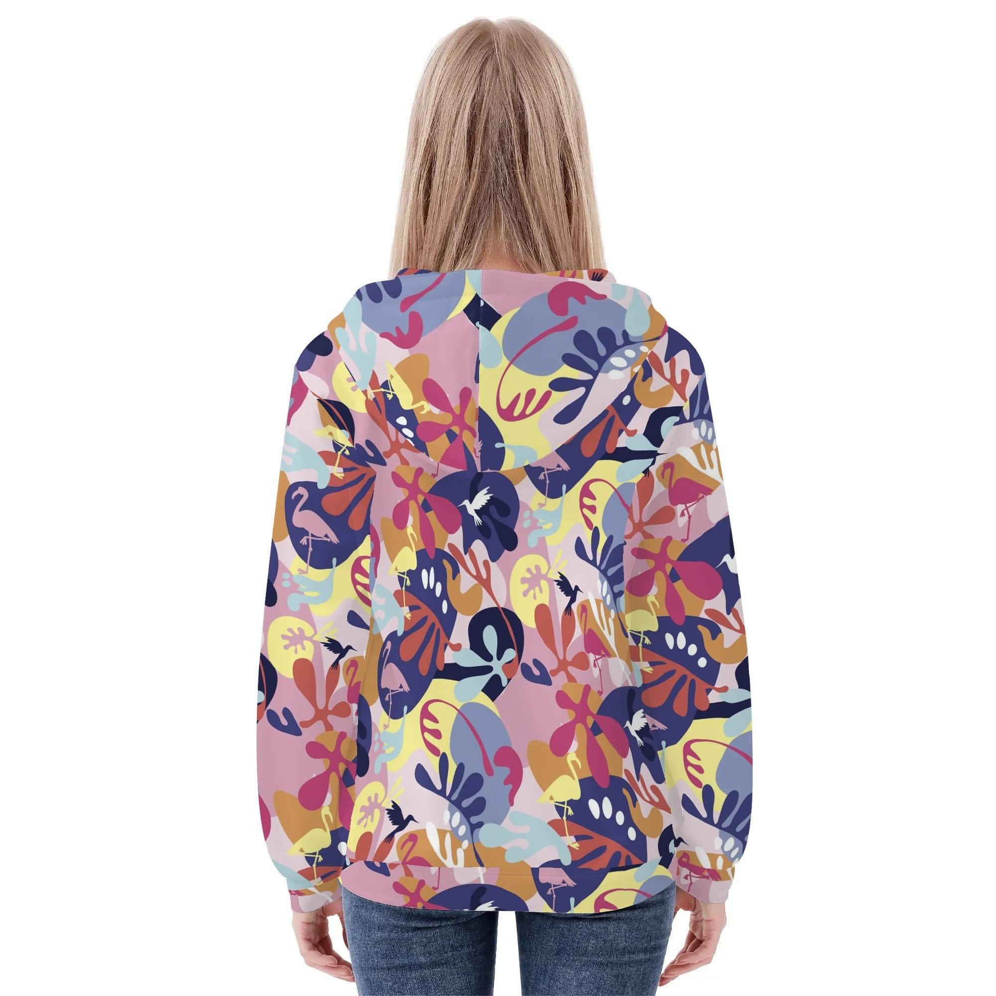 Women's Allover Print Zip-Up Hoodie - South Beach