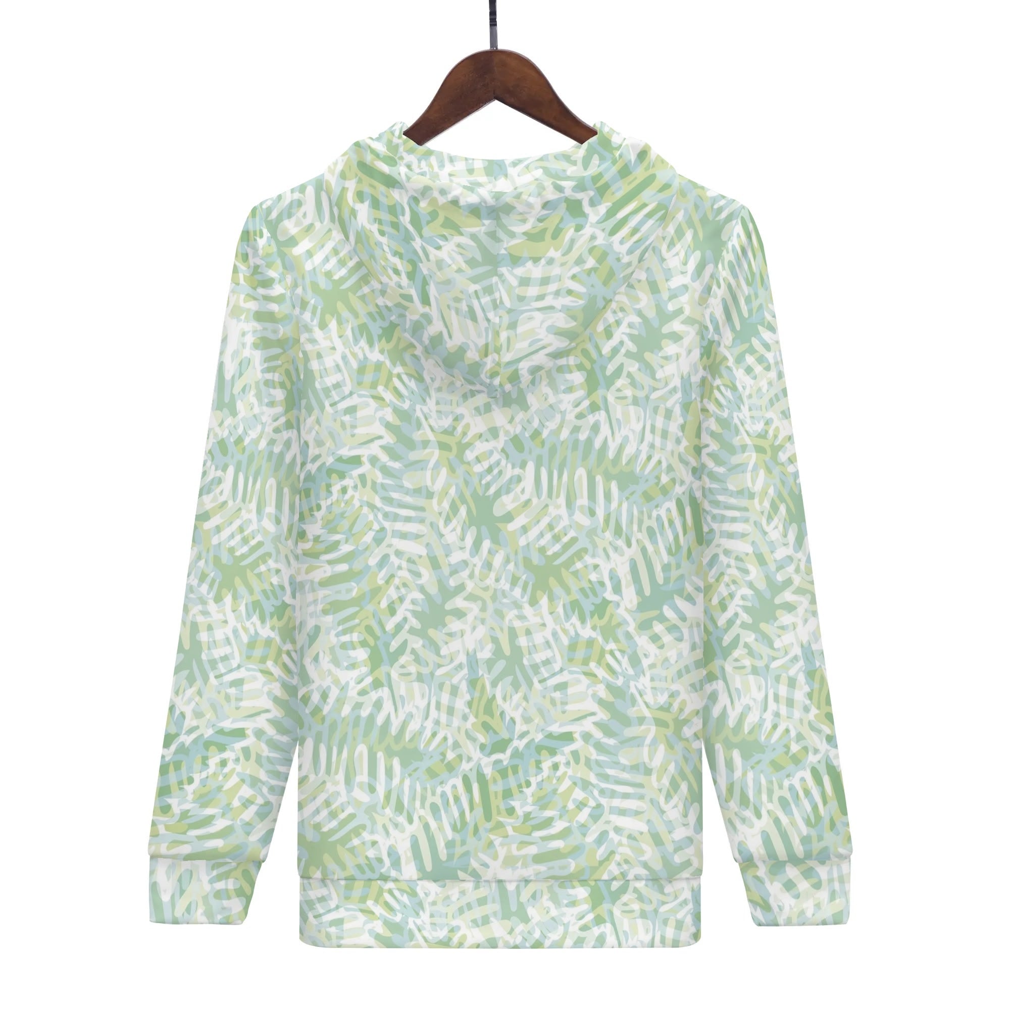 Women's Allover Print Zip-Up Hoodie - Fresh Ferns