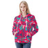 Women's Allover Print Zip-Up Hoodie - Geometric Neon in Berry