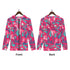 Women's Allover Print Zip-Up Hoodie - Geometric Neon in Berry