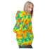 Women's Allover Print Zip-Up Hoodie - Geometric Neon in Citrus