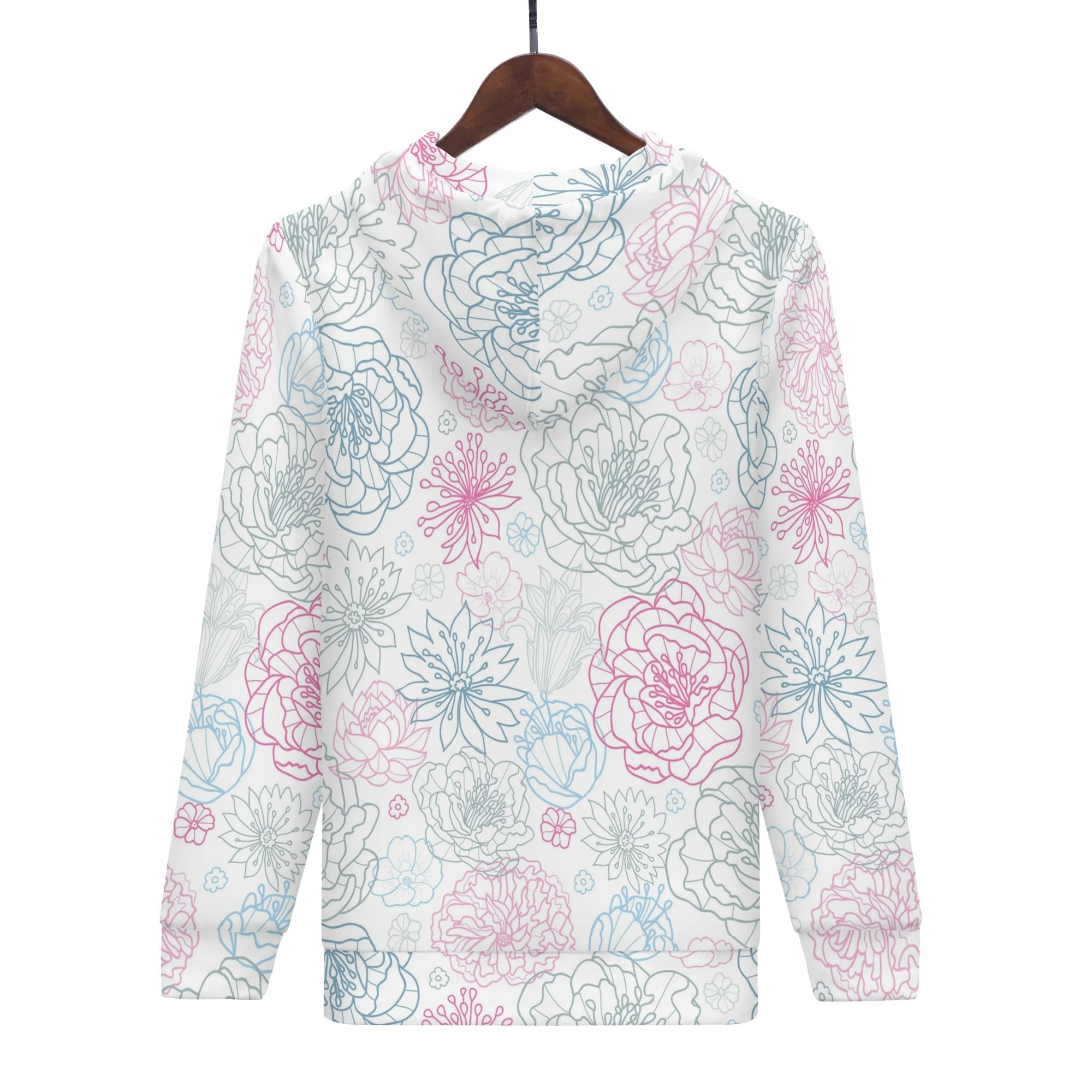 Women's Allover Print Zip-Up Hoodie - Floral Medley