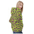 Women's Allover Print Zip-Up Hoodie - Neon Leopard