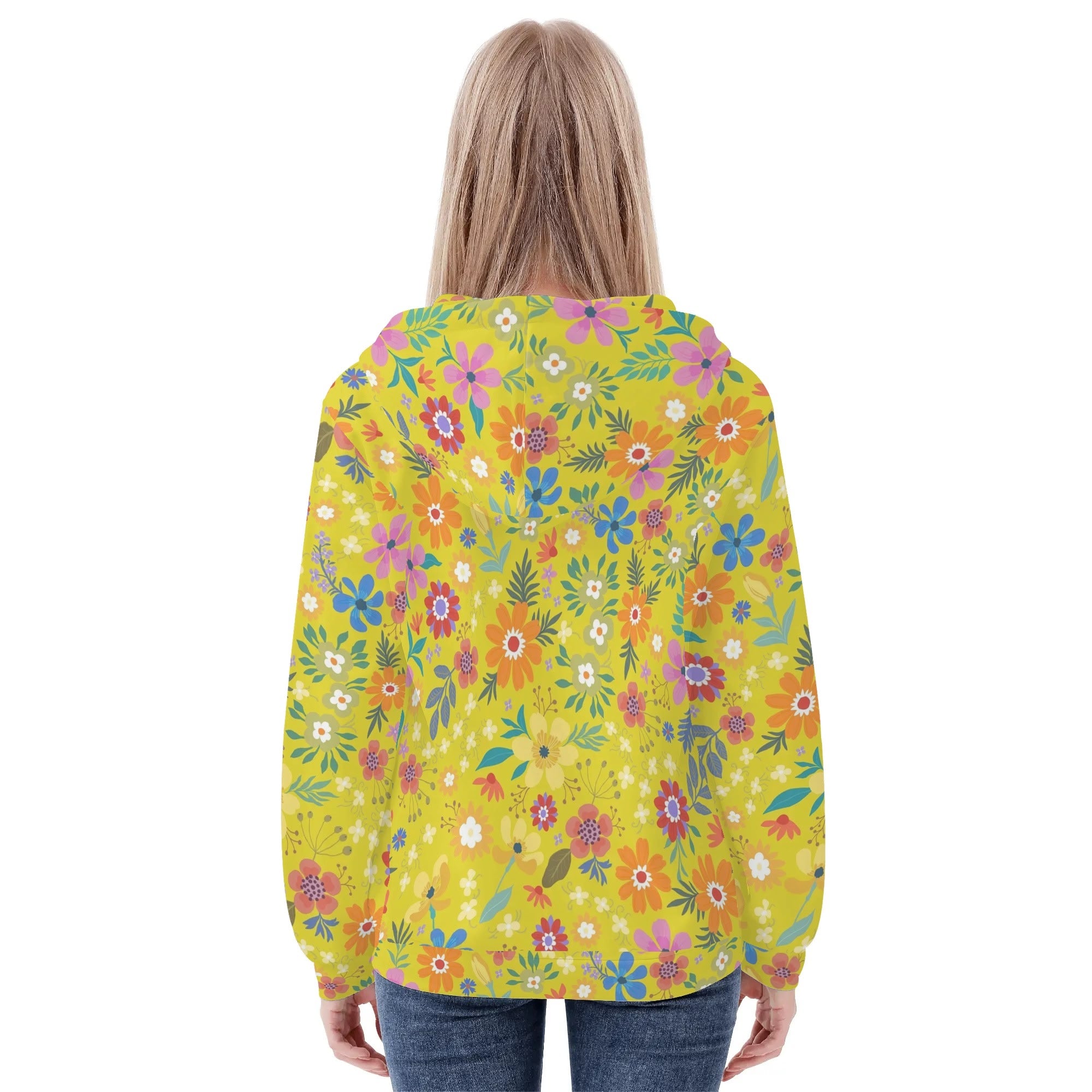 Women's Allover Print Zip-Up Hoodie - Bohemian Blossoms