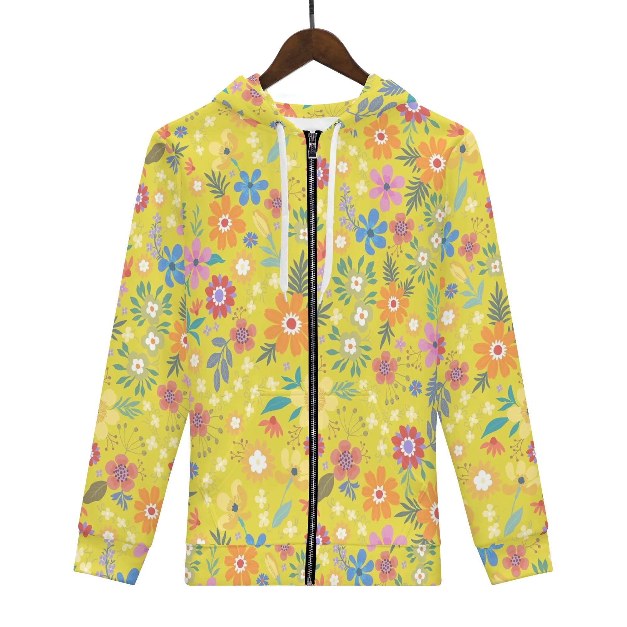 Women's Allover Print Zip-Up Hoodie - Bohemian Blossoms