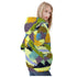 Women's Allover Print Zip-Up Hoodie - Paint