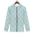 Women's Allover Print Zip-Up Hoodie - Daisy Dots