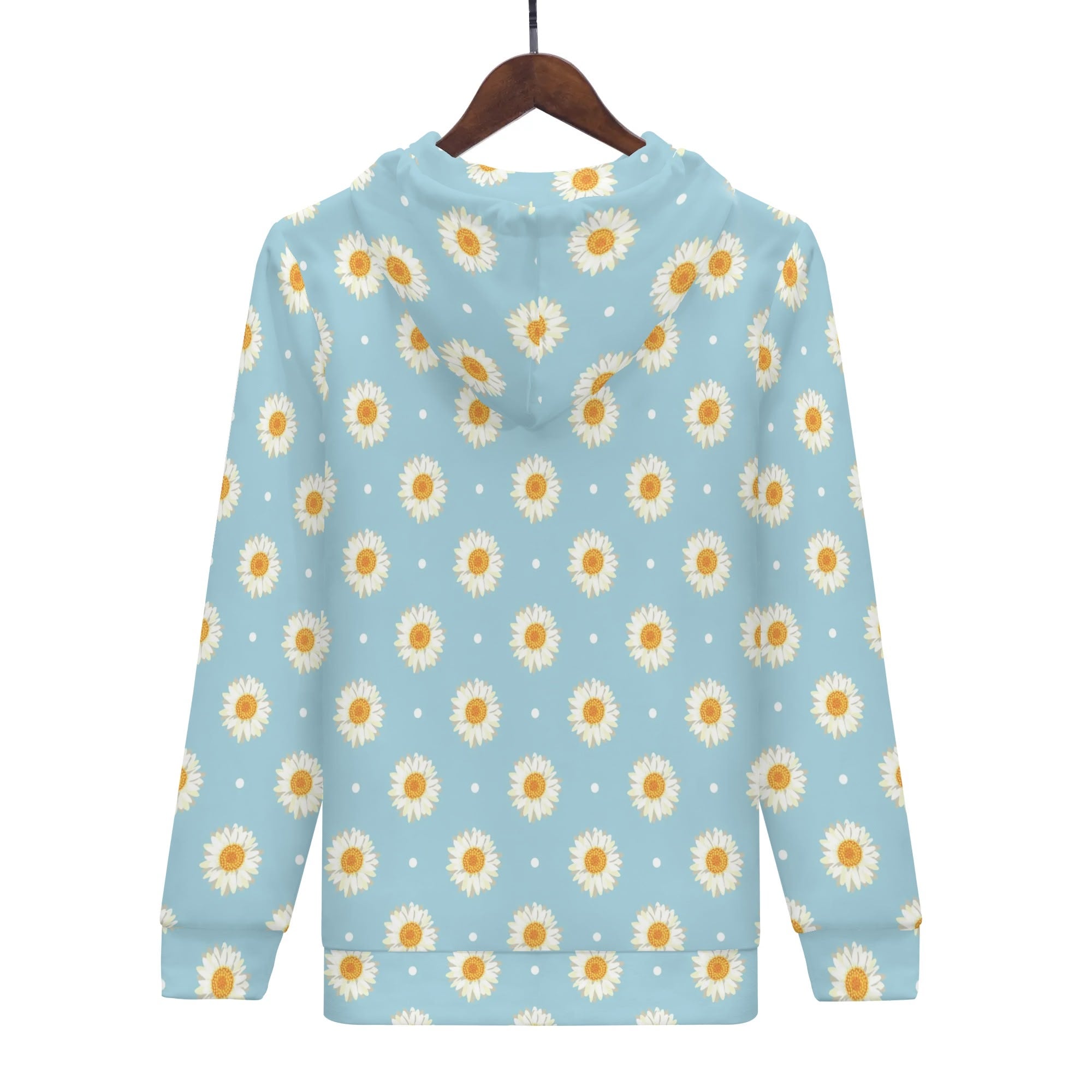 Women's Allover Print Zip-Up Hoodie - Daisy Dots