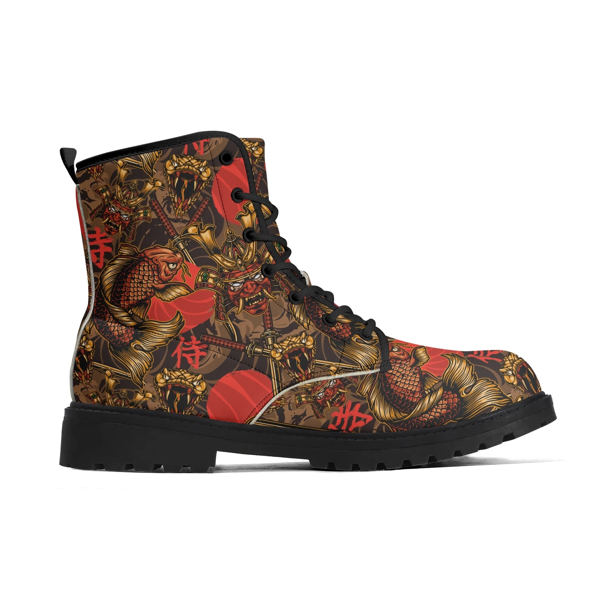 Men's Black Outsole Leather Boots - Crimson Sky