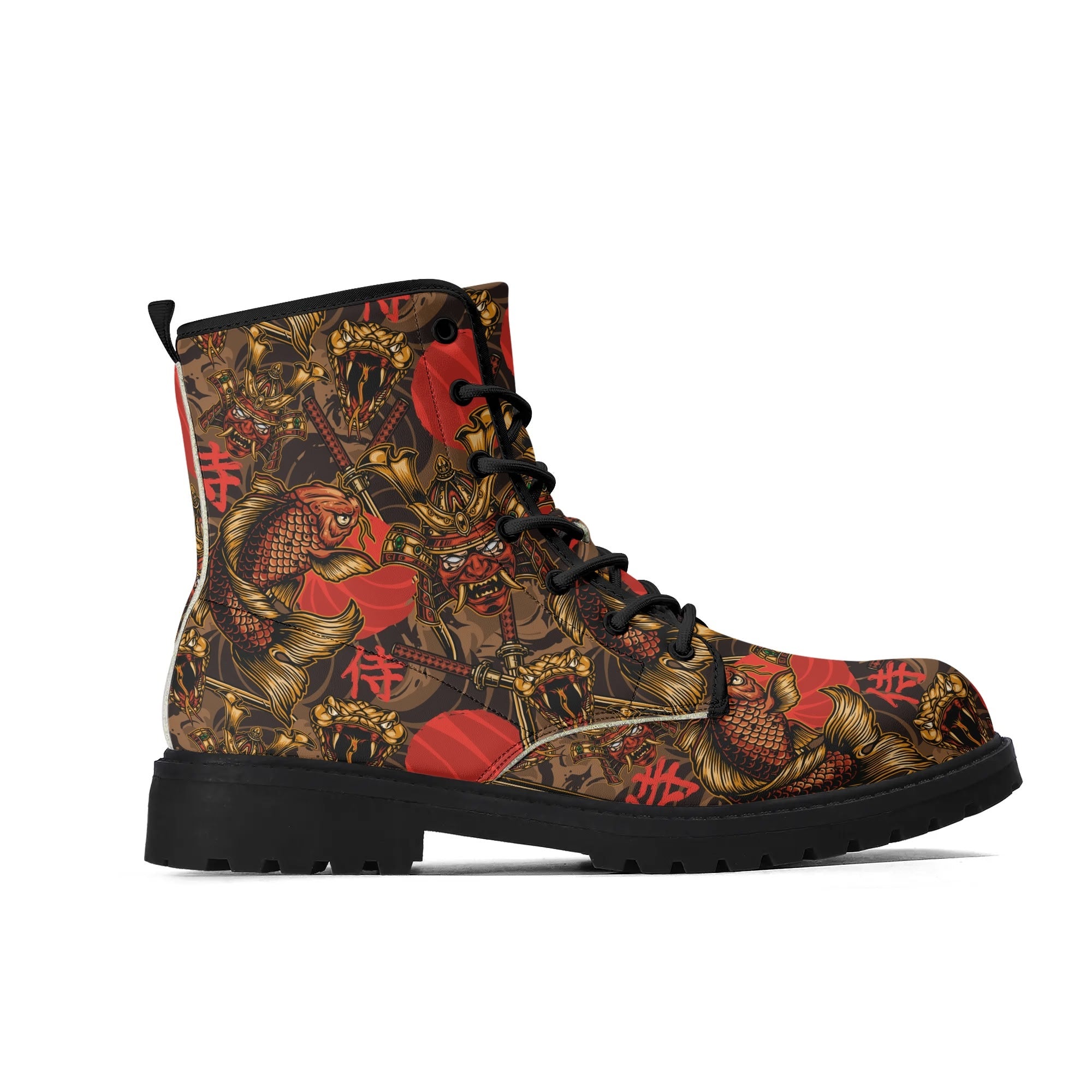 Men's Black Outsole Leather Boots - Crimson Sky