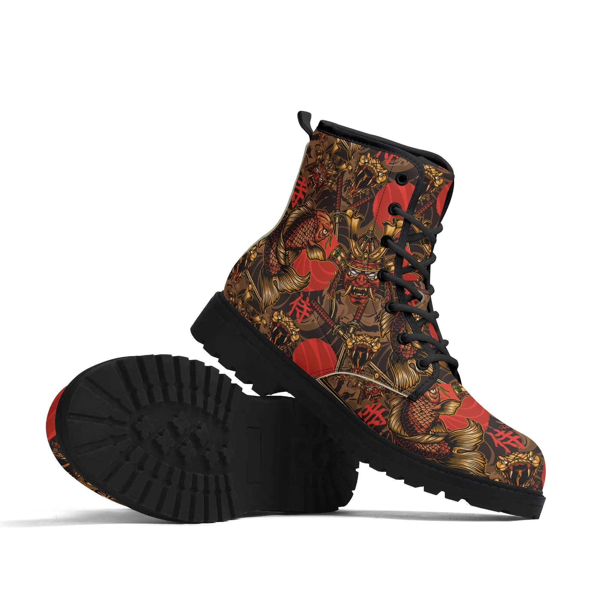 Men's Black Outsole Leather Boots - Crimson Sky