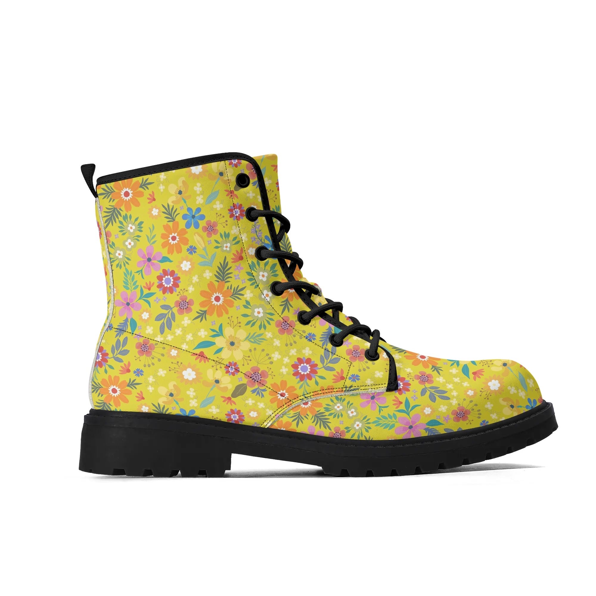 Women's Black Outsole Leather Boots - Bohemian Blossoms